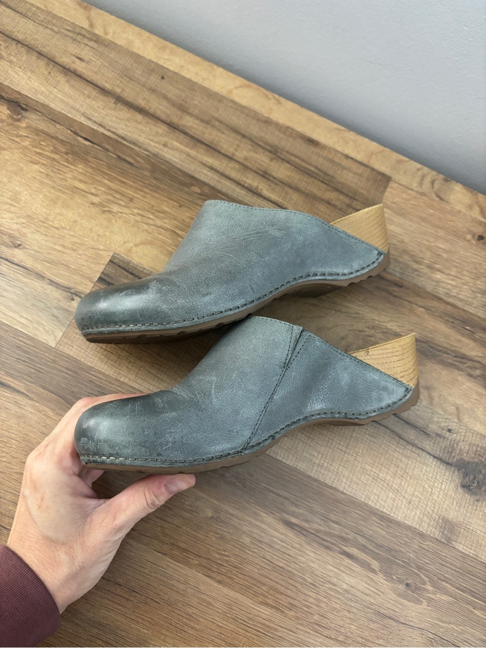 Dansko Talulah Leather Slip On Clog Shoes Mules Light Teal Women’s - Picture 10 of 10
